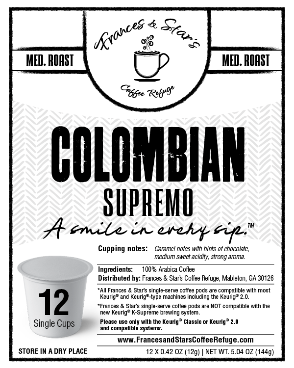 Colombian Supremo – 12pk Single Cups (Medium Roast)
